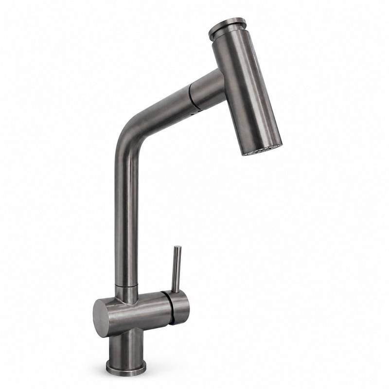 Single Handle Hot and Cold Kitchen Faucet on white background