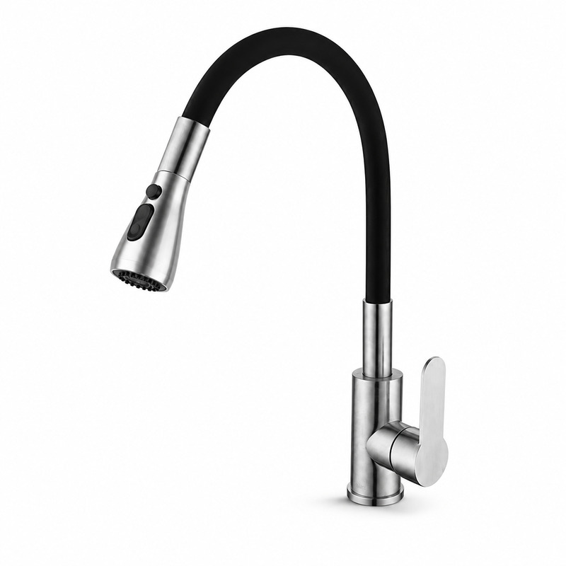 Single Handle Hot and Cold Kitchen Faucet on white background
