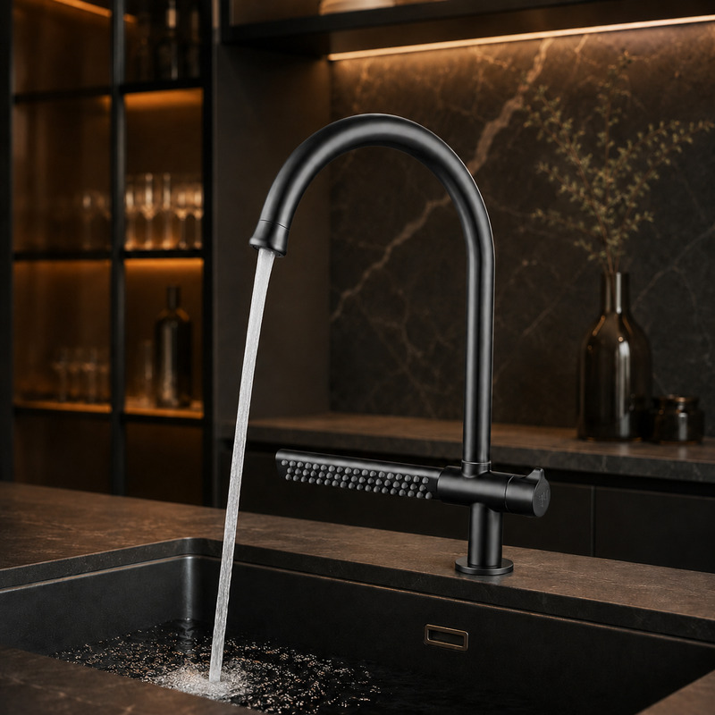 Single Handle Hot and Cold Kitchen Faucet with running water